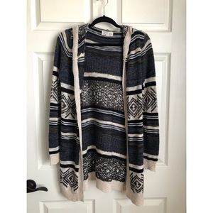 Long Open Front Hooded Sweater